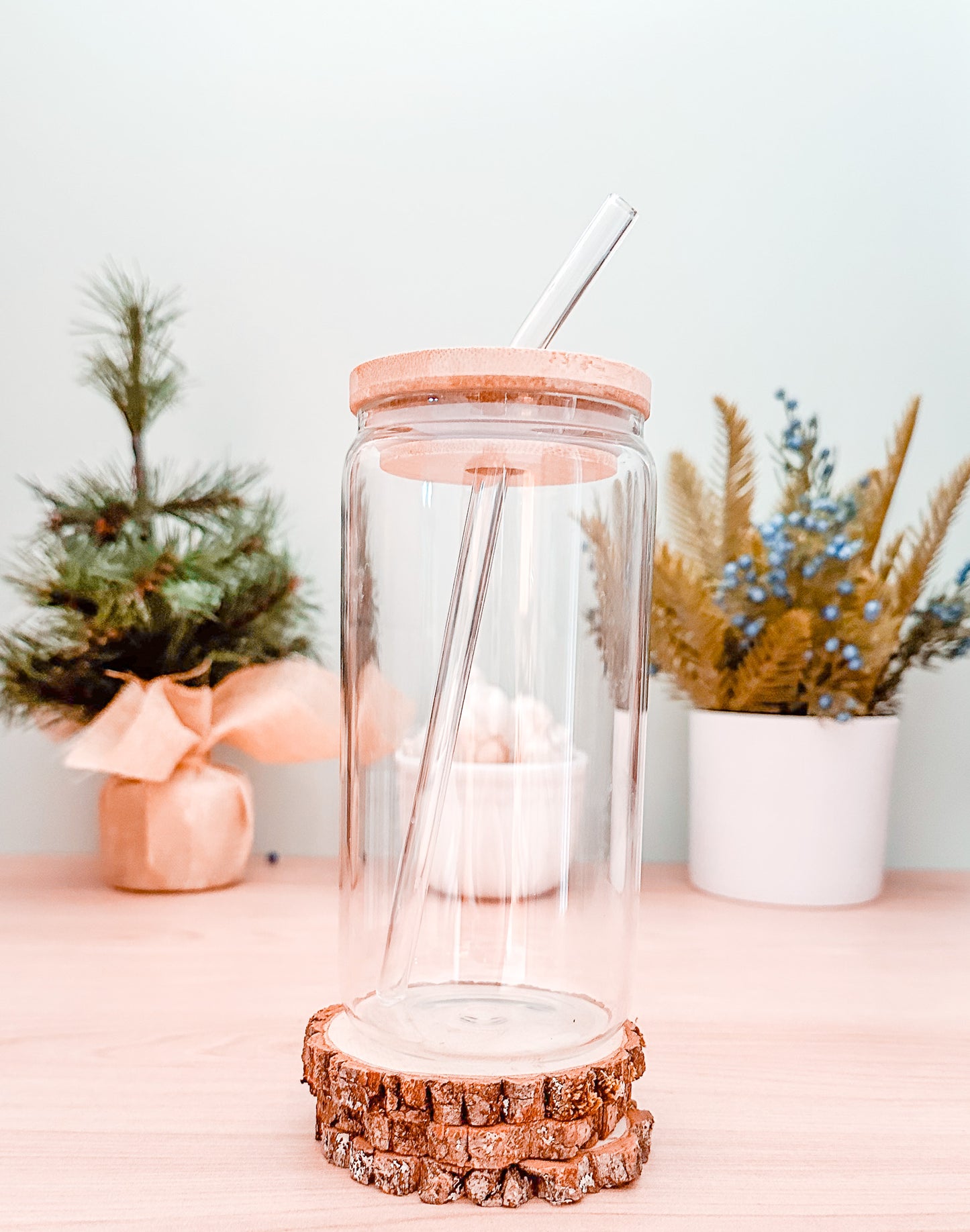 Glass Cup with Straw