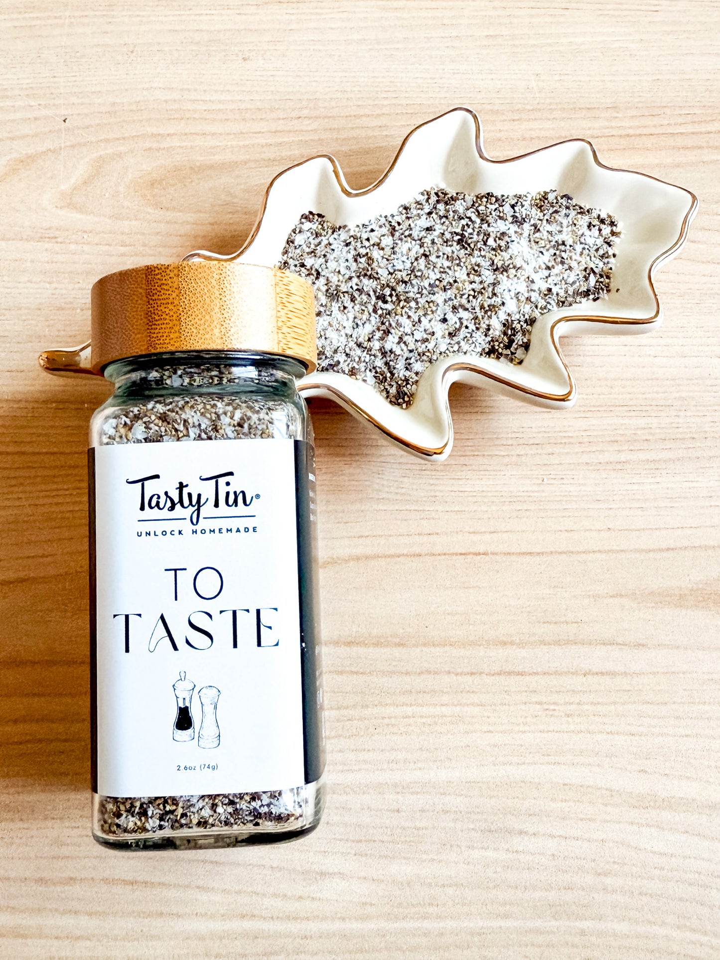 Tasty Tin Salt & Pepper Blend - Shaker with Bamboo Lid