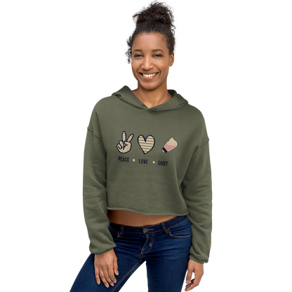 Embroidered Tasty Tin Peace Love Dust Crop Hoodie